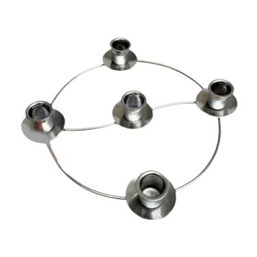 Imagem de KiBcsLic Castiçal em formato de anel do Advento, suporte de metal para vela, enfeite de mesa, do Advento para festa, 5 velas de pilar, sala de jantar.