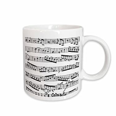 Imagem de 3dRose mug_179702_1 Caneca de cerâmica com notas musicais em preto e branco, 325 ml