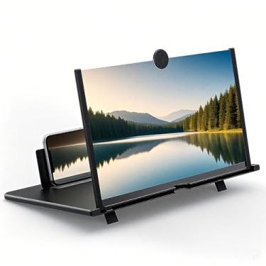Imagem de Lupa de tela de telefone de 12 polegadas, amplificador de tela com suporte dobrável, suporte universal para celular para assistir a vídeos em qualquer lugar