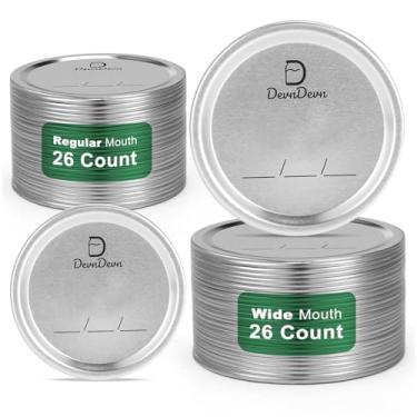 Imagem de DevnDevn Conjunto de tampas de conserva com 52 peças, conjunto de tampas de pote de vidro de boca regular e larga, tampas de pote de conserva para bola e kerr, redefinindo à prova de vazamento com