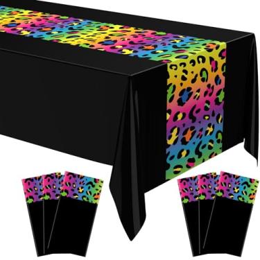 Imagem de Buryeah Toalha de mesa com estampa de leopardo, 137 x 272 cm, capa de mesa de plástico de leopardo, descartável, safári, estampa de guepardo, decorações de festa para chá de bebê, casamento, festa de