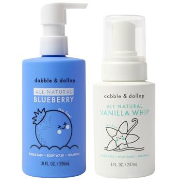Imagem de Dabble & Dollop Blueberry + Vanilla Body Wash & Shampoo – Banho de espuma natural 3 em 1 para crianças, feito nos EUA, sem parabenos e sulfatos, vegano, sem glúten, sem rasgos (pacote com 2)