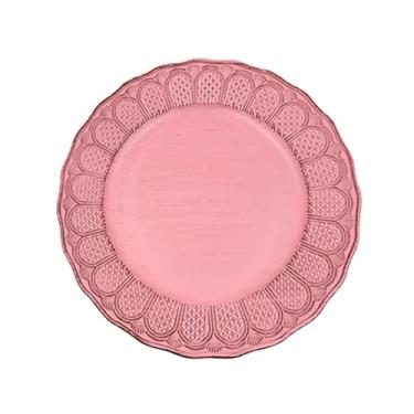 Imagem de Mesa Posta Sousplat Redondo Decorativo De Plástico 33Cm Boho Rafimex Rosa