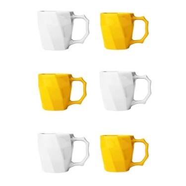 Imagem de Jogo de Xicara, Jogo de Canecas Cerâmicas Kit 6 peças Louça Café Da Manha Conjunto(BRANCO/AMARELO)