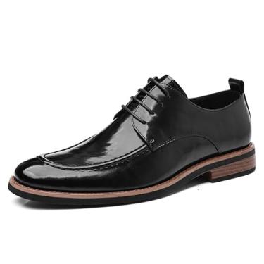 Imagem de MWX Sapato Oxford masculino clássico com cadarço e bico de asa para homens, casual, negócios, Preto, 39