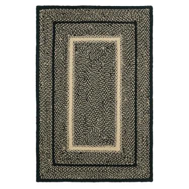 Imagem de Tapete Trançado de Juta Tradicional Corredor, Decoração Rústica Primitiva Country para Cozinha, Entrada, Corredor, Preto Deserto, 60 cm x 20 cm