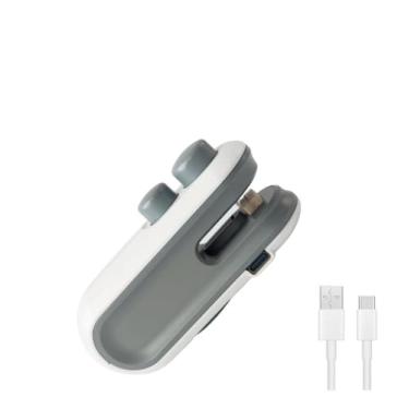 Imagem de Mini Seladora De Embalagens Plástico Portátil Recarregável Branco