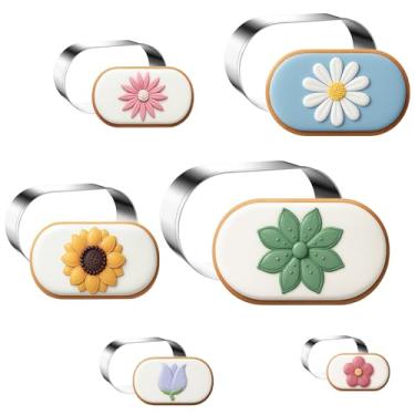 Imagem de FUSOTO Conjunto de 6 peças de cortadores de biscoito de elipse, suprimentos de cozinha de aço inoxidável, para biscoitos, biscoitos caseiros, decoração de bolos, cortador de biscoito geométrico, (3,8