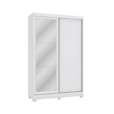 Imagem de Guarda Roupa Solteiro 2 Portas De Correr E 2 Gavetas C-espelho E Pés N571 Branco - Kappesberg