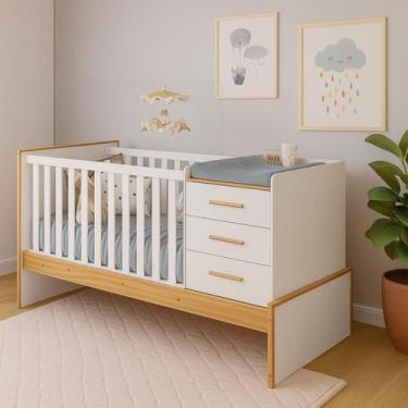 Imagem de Berço 5 em 1 Infantil Vira Cama De Solteiro Super Reforçado E Multifun