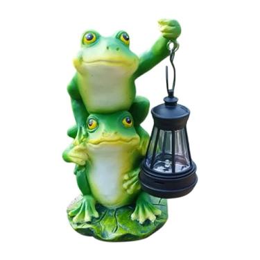 Imagem de Whtkoph Estátua de Sapo para Jardim, Decoração de Jardim, Estátua Solar com Luz, Lanterna para Área Externa