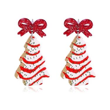 Imagem de Brincos de Natal para mulheres, meninas, árvore de Natal, Papai Noel, hohoho, alce, brincos pendurados, acrílico, Natal, vermelho, verde, brincos, presentes festivos de Natal, acessório de feriado, Acrílico, Sem pedra preciosa