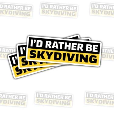 Imagem de 3 adesivos I'd Rather Be Skydiving, decalques engraçados de vinil de paraquedas para esportes radicais para laptop, caderno, diário, garrafa de água, carro, presente para adolescentes, estudantes, fãs