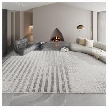 Imagem de SPXMQSS Tapete grande para sala de estar, antiderrapante, lavável, tapete de lã sintética, tapetes ultra macios para quarto, sala de jantar, cinza