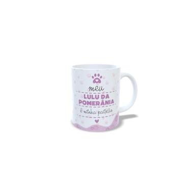 Imagem de Caneca de Cerâmica 325ml com Tema Beagle, Design de Cachorro com Flores, Branco e Rosa (13194)