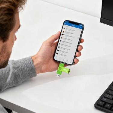 Imagem de Pen drive USB de 128 GB, micro-USB/A, 2 em 1, OTG giratório, pen drive, armazenamento de data, pendrive, polegar para telefone/tablets/PC Android (verde)