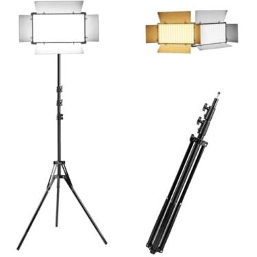 Imagem de Painel LED Iluminador RGB Bicolor Pro LED 600 RGB com Tripé Iluminação para Estúdio 1,90m