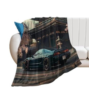 Imagem de HouLaiZhe Cobertor super macio de flanela JDM carro NSX edifício antigo flores de cerejeira cobertores leves refrescantes para sofá-cama cadeira sofá carro viagem ao ar livre leve quente 76 cm x 101