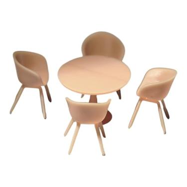 Imagem de simhoa Conjunto de mesa e cadeiras em miniatura, escala 1/64. Conjunto de mesa e cadeiras de escritório criativo, moderno, modelo de mobília em, Style C