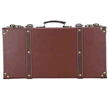 Imagem de Caixa de armazenamento Madeira estilo retrô vintage Mala decorativa de grande capacidade para escritório doméstico Organização de documentos Fundo de exibição de parede Adereços