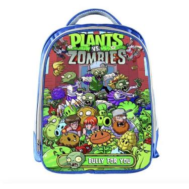 Imagem de Mochila Generic Plants Zombie para crianças escolares em poliéster azu