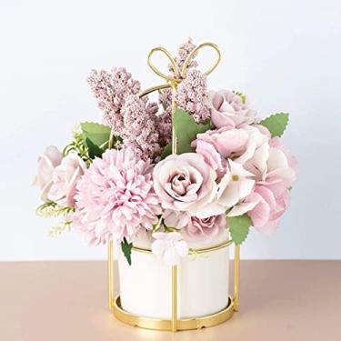 Imagem de Flor artificial com vaso orquídea flores artificiais estilo nórdico sala de estar mesa de centro decoração buquês elegante romântica floral decoração de casa orquídea