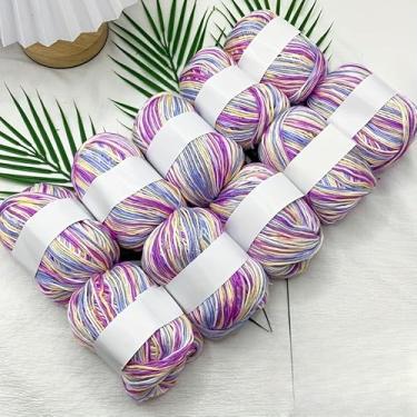 Imagem de 1 peça de lã de seda tingida gradiente colorido e fio de mistura de caxemira adequado para tricô, suéteres de crochê, cachecóis, chapéus, vários buquês de bonecas faça você mesmo, etc. Várias cores