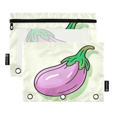 Imagem de Wassud Pacote com 2 pastas para fichário de berinjela roxa com 3 furos, pasta organizadora de arquivos para casa, escritório