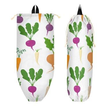 Imagem de xigua Suporte de plástico para saco de plástico de raízes coloridas com cordão 1 pacote, organizador de sacolas de supermercado reutilizável para bolsas, meias, roupas íntimas e gravatas