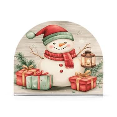 Imagem de xigua Bonito suporte de guardanapo de boneco de neve de Natal para mesas, porta-guardanapos de papel de placa acrílica elegante, dispensador de papel de seda independente moderno para sala de jantar