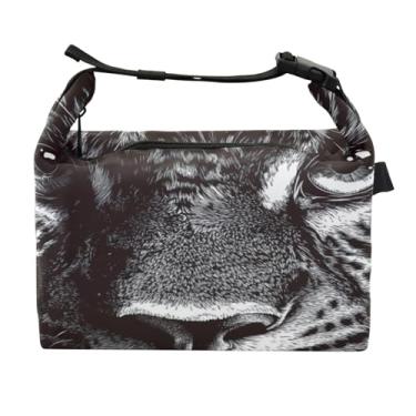 Imagem de STAYTOP Lancheira com face de leopardo com fivela de alça, lancheira isolada para meninos e meninas, lancheira térmica para trabalho escolar