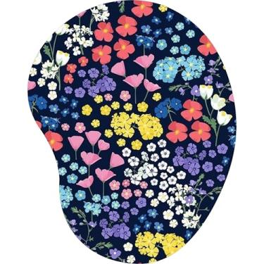Imagem de Mouse Pad Ergonômico Gota Estampa Flores Campo Coloridas