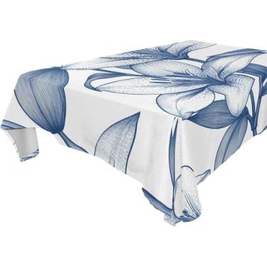 Imagem de Burbuja Toalha de mesa de flores de lírio, toalha de mesa quadrada anti-rugas grossa para decoração de jantar, cozinha, festa, 152 x 152 cm