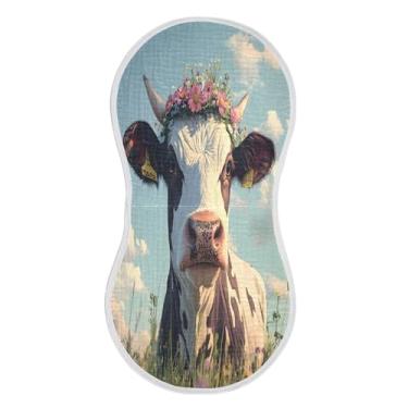 Imagem de xigua Conjunto de 1 panos de musselina de vaca com flores, panos para arrotar supermacios e absorventes, roupas de arroto de algodão, presente de chá para recém-nascidos, bebês meninas e meninos