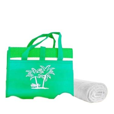 Imagem de Esteira De Praia Dobravél Com Alça de Bolsa Férias Verão Piquenique 170 * 90cm(Verde)