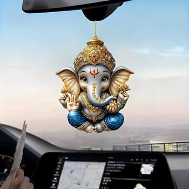 Imagem de Ornamento de acrílico para bebê Ganesha - Cabide de espelho de carro de divindade hindu com corda de pendurar, decoração de boa sorte para casa e veículo (1 peça)/GJ-30