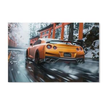 Imagem de HouLaiZhe Drift Sports R35 Jdm Car Cool Posters Tela Estética Decoração de Quarto Pintura de Parede Impressões Sala de Galeria Decoração de Parede para Quarto Sala de Estar Escritório 11 x 17