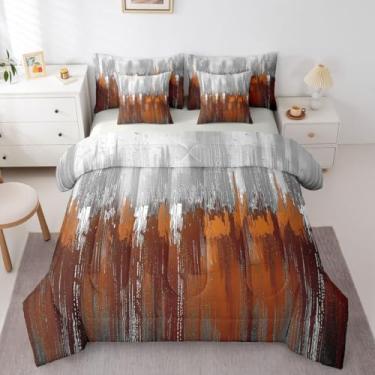 Imagem de Erosebridal Conjunto de cama de 7 peças, branco, laranja, gradiente acinzentado, com lençóis, estampado, vintage, contemporâneo, em uma bolsa, grafite, arte abstrata, ombré, para adolescentes, homens