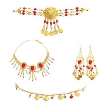 Imagem de KiBcsLic Conjunto de Joias para Dança Do Ventre, Presentes, Corrente de Cabelo com Borla para Festa de Halloween, Brincos de gancho