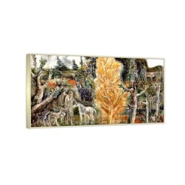 Imagem de RYLJCZ Reprodução de pinturas famosas de Albert Bloch - (Pastorale) Impressão em tela Arte de parede para decoração de sala de estar (70 x 125 cm (27,6 x 49,2 pol)/molduras de champanhe)