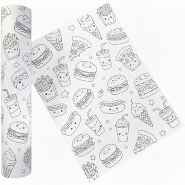 Imagem de Rolo Adesivo Infantil Gigante para Colorir 3m x 30cm | Tema Variado | Presente Educativo (Com Adesivo - Alimentos)