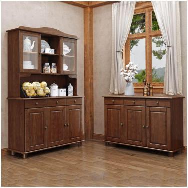 Imagem de Conj. Cozinha Cristaleira 5 Portas Balcão 3 Portas Madeira
