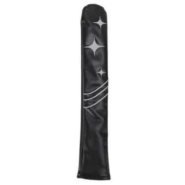 Imagem de Capa de bastão de alinhamento PU Veludo Protetor portátil à prova de arranhões para treinamento de golfe Estojo de suporte de hastes de alinhamento Durável Leve Ajuste universal (Preta)