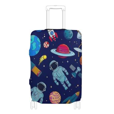 Imagem de Joisal Capas de bagagem para protetores de mala de viagem, planetas espaciais, astronautas, acessórios de viagem para mulheres, P, serve para capa de 45 a 50 cm, astronauta de planetas espaciais, M 22