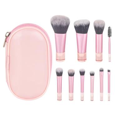 Imagem de Conjunto de pincéis de maquiagem para viagem, 10 peças, corretivos profissionais essenciais em pó, sombras, pincéis de maquiagem para blush com estojo de maquiagem para viagem