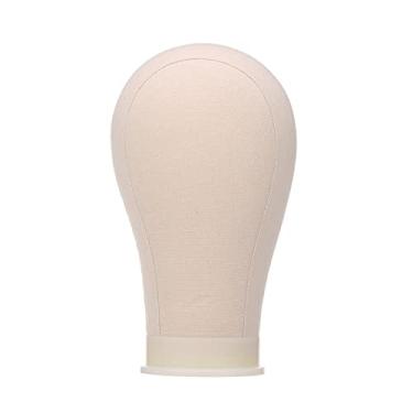Imagem de Dioche Cabeça de Bloco de Lona Manequim Peruca Display Estilo Manequim Com 6 Tpins para Salão de Beleza Uso Doméstico Bege 12.2x6.69 5.9 Polegadas (3)