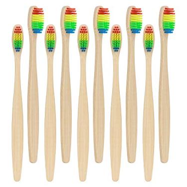Imagem de Dioche Conjunto de Escovas de Dente de Bambu, Escovas de Dente Macias para Adultos Com Aderência Confortável, Pacote de Remoção de Superfície de Limpeza Eficaz Com 10 17cm de (1)