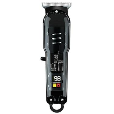 Imagem de Máquina de Cortar Cabelo Profissional Sem Fio LCD transparente– Barbeador Elétrico Transparente para Homens(Preto)