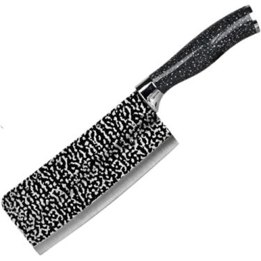 Imagem de Cutelo em Aço Inox, 30cm, Cabo Texturizado, Preto e Prateado, 168g, para Carnes e Legumes