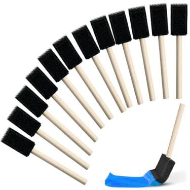 Imagem de 12 pincéis de espuma para pintura, pincéis de esponja com cabo de madeira, pincel de 2,5 cm para pintura, coloração, vernizes e projetos de artesanato DIY